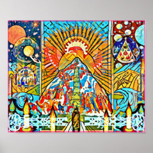 Poster naive Folk Art Winter Celebration