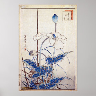 Poster Nakayama Sugakudo Bird sur les pavots