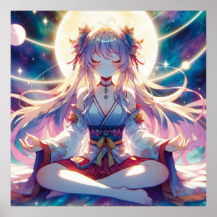Poster Namaste Anime Girl Meditating