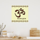 Poster Namaste avec symbole Om Brown et crème (Cuisine)