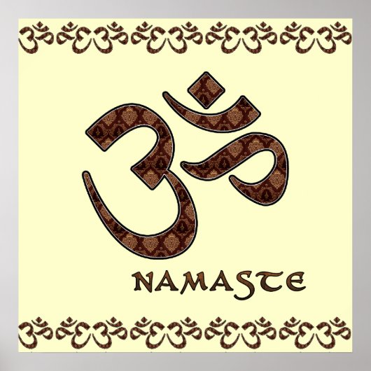 Poster Namaste avec symbole Om Brown et crème (Devant)