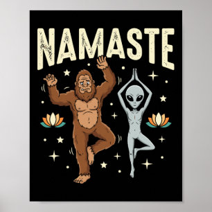 Poster Namaste Bigfoot Alien Yoga Spirituel Lance Lotus F
