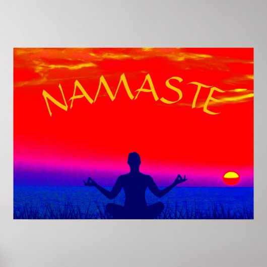Poster Namaste Mindfulness Méditation et Yoga Zen Sunset (Devant)