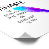 Poster Namaste quote on purple turquoise feather art  (Coin)