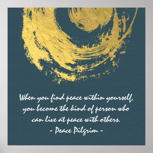 Poster Namaste Yoga Citations de méditation Or bleu signe (Devant)