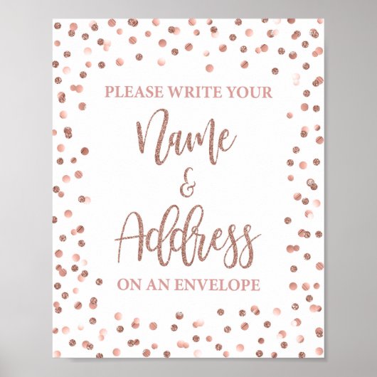 Poster Name and Address on an Envelope Sign Rose Gold (Devant)