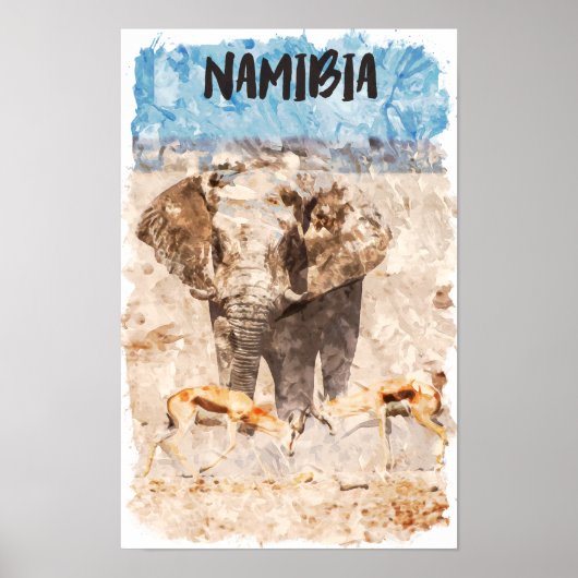 Poster Namibie Afrique Safari Faune (Devant)