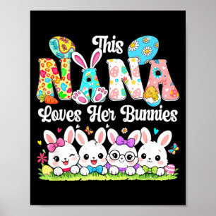 Poster Nana aime les lapins de Pâques groupe lapins nœud 
