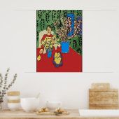 Poster Nancy à table avec fleurs, style Matisse (Cuisine)