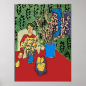 Poster Nancy à table avec fleurs, style Matisse (Devant)