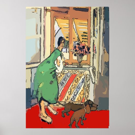 Poster Nancy at Window avec chiens (Devant)