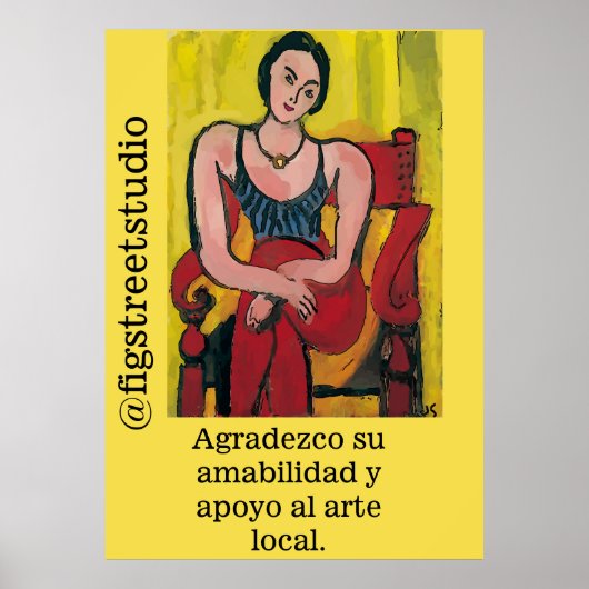 Poster Nancy In Red Chair Merci, modifier le texte (Devant)
