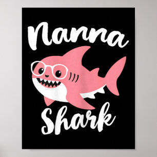 Poster Nanna Shark Fête des mères grand-mère drôle