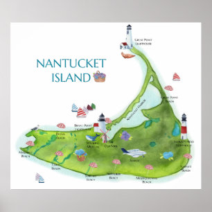Poster Nantucket Island peint à la main