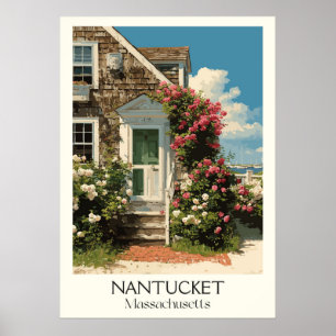 Poster Nantucket Massachusetts Vintage Historic Home Art