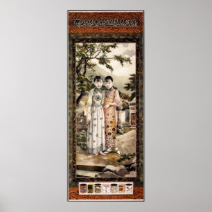 Poster NANYANG FRÈRES TOBACCO Cigarettes vieux chinois