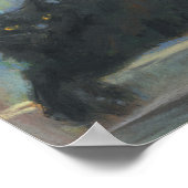 Poster Nap Interrompu, Peinture Impressionniste Chat Noir (Coin)