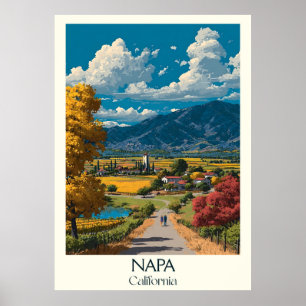 Poster Napa California Art Print   Pays du vin