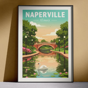 Poster Naperville Illinois vintage