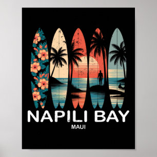 Poster Napili Y Maui Planche de Surf Surf Rétro _1 