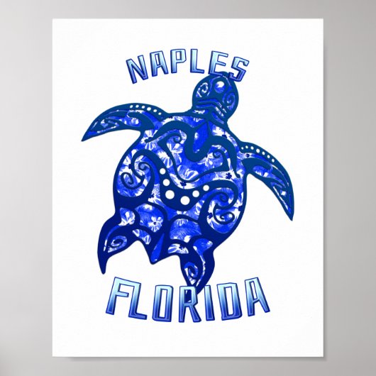 Poster Naples Florida Vacances Tortue Tribale (Devant)