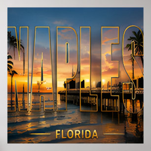 Poster Naples Floride Côte du Golfe Voyage Souvenirs de V