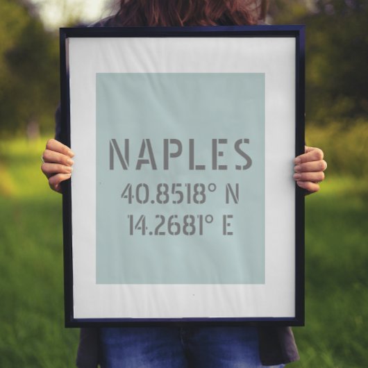 Poster Naples Italie Coordonnées Latitude et Longitude