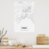 Poster Naples, Italie (noir sur blanc) (Cuisine)