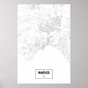 Poster Naples, Italie (noir sur blanc)