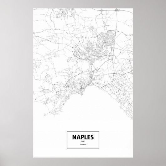 Poster Naples, Italie (noir sur blanc) (Devant)