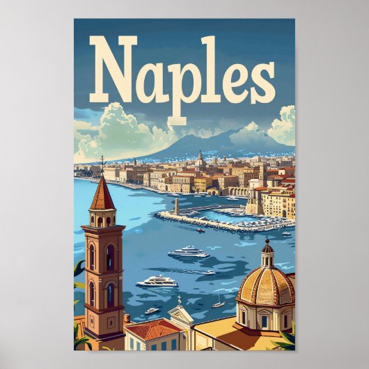Poster Naples Italie Vintage Retro Voyage Illustration (Devant)