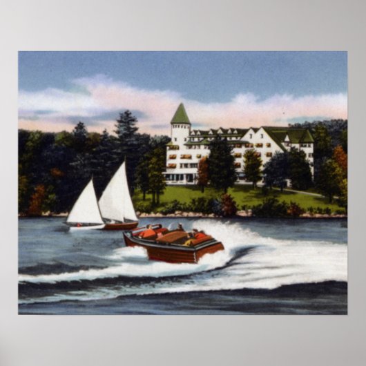 Poster Naples Maine Bateau sur Long Lake (Devant)