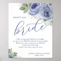 N'appelez pas mariée bleu floral jeu de shower de 