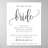 Poster N'appellez pas jeu de douche de mariée Calligraphi (Devant)