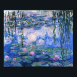 Poster Nappes D'Eau<br><div class="desc">OEuvre d'art de Claude Monet. Lys d'eau et saules pleurs sur un étang reflétant le magnifique nuage rempli de ciel bleu.</div>