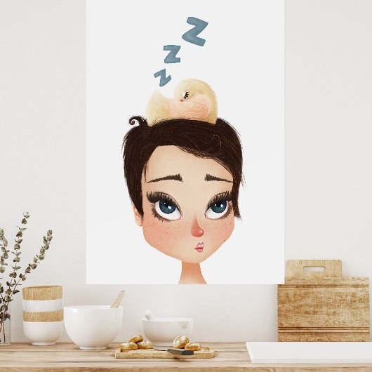 Poster Napping Birdie sur un pixie (Cuisine)