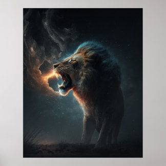 Poster N'approchez pas l'affiche de lion en colère