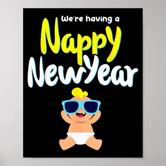 Poster Nappy New Year Diaper Expecting Pregnant Funny Hap (Devant)