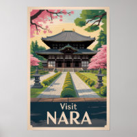 Nara Japon Illustration Voyage Art Vintage