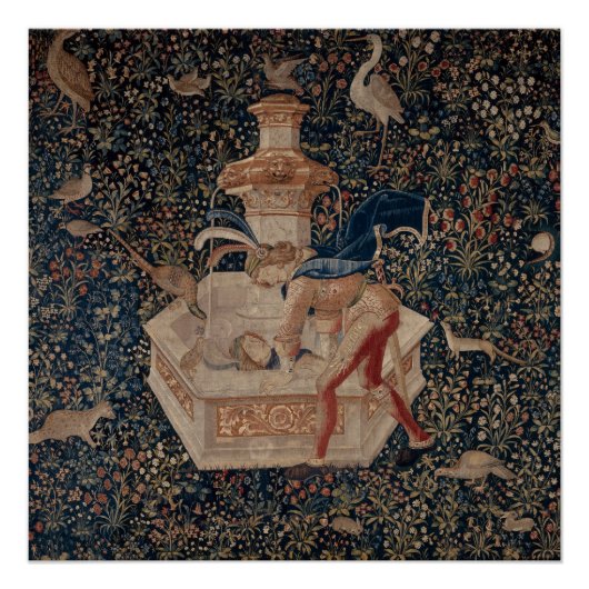 Poster Narcissus at the Well, Medieval Tapestry (Devant)