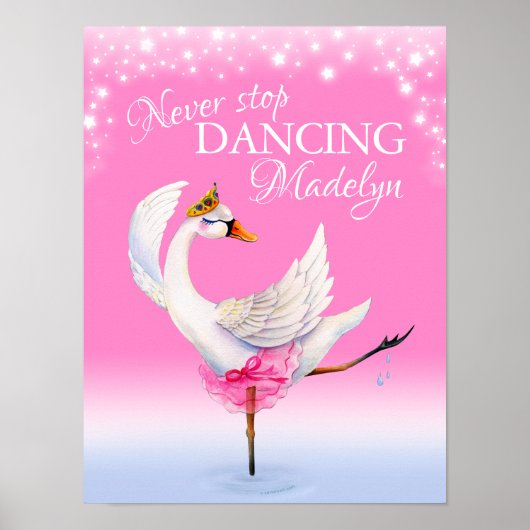 Poster N'arrêtez jamais de danser ballet cygne rose décor (Devant)