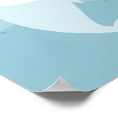 Poster narval kawaii mou nageant dans des vagues bleu dou (Coin)