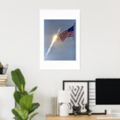 Poster NASA Apollo 11 - Classic Rocket Photo with the US (Bureau à domicile)