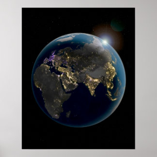 Poster NASA Hémisphère oriental Terre or et violet