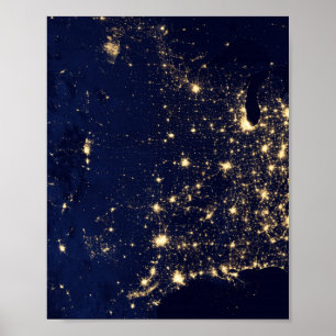 Poster Nasa Lumières depuis l'espace États-Unis
