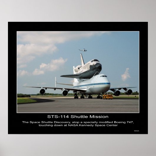 Poster NASA Space Shuttle Discovery hitch ride sur Boeing (Devant)