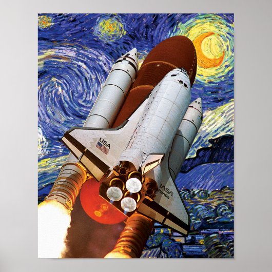 Poster NASA Space Shuttle Launch Van Gogh Starry Night Po (Devant)