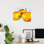 Poster Nashi poire aquarelle fruit art (Bureau à domicile)