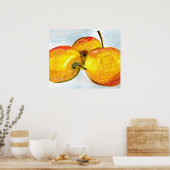 Poster Nashi poire aquarelle fruit art (Cuisine)