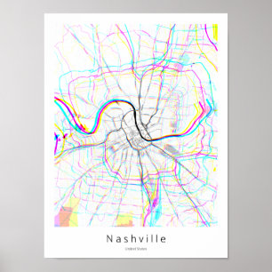 Poster Nashville Tennessee Abstrait Minimal Simple Map